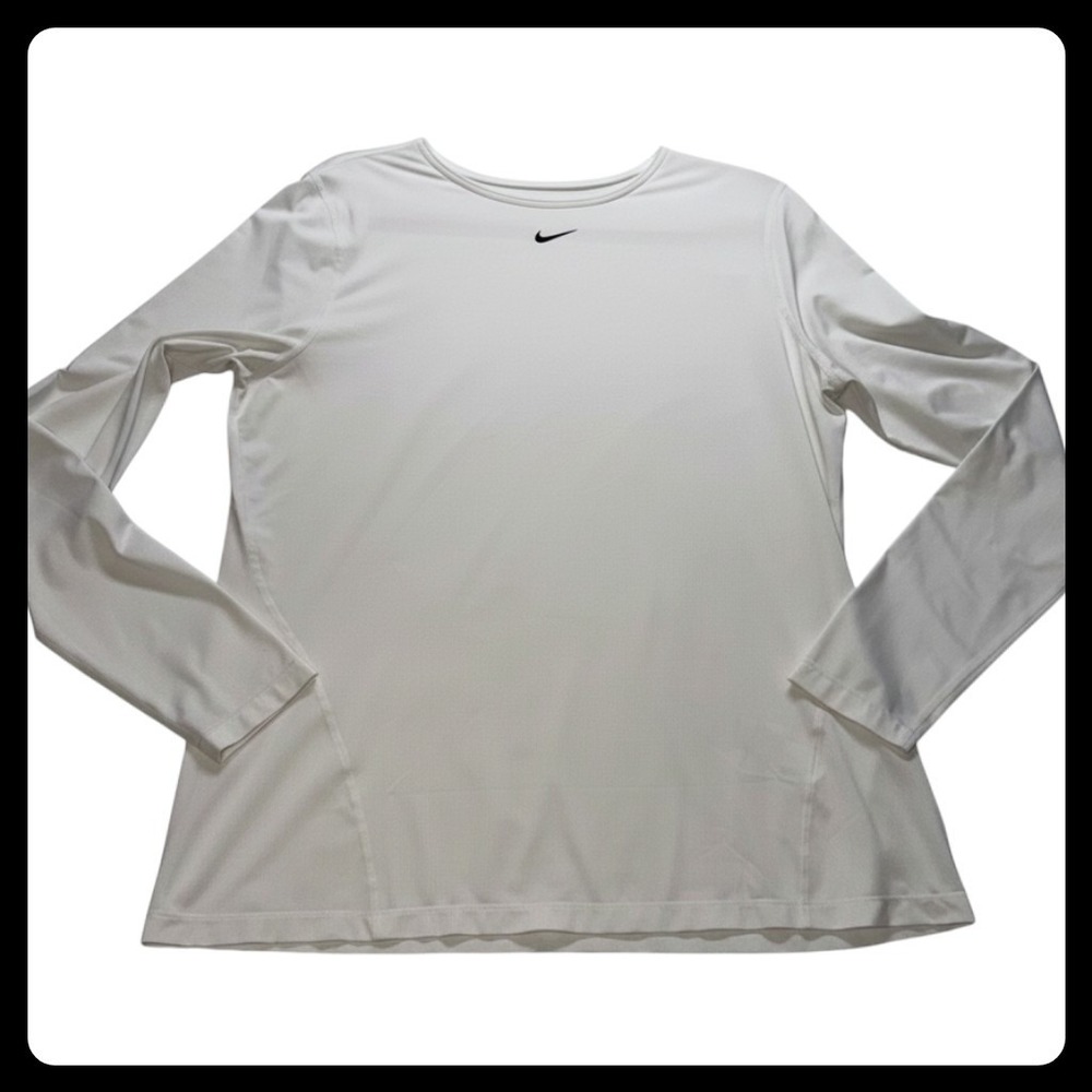 Nike Long Sleeve Shirt Womens XL White Dri-FIT Athletic Activewear Top